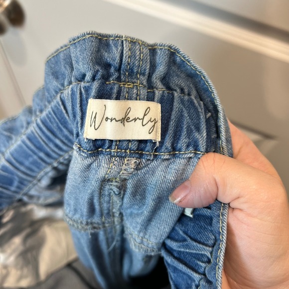 Wonderly Denim Wide Leg Paperbag Waist Jeans Cropped Blue Women's size 10 - Picture 8 of 13